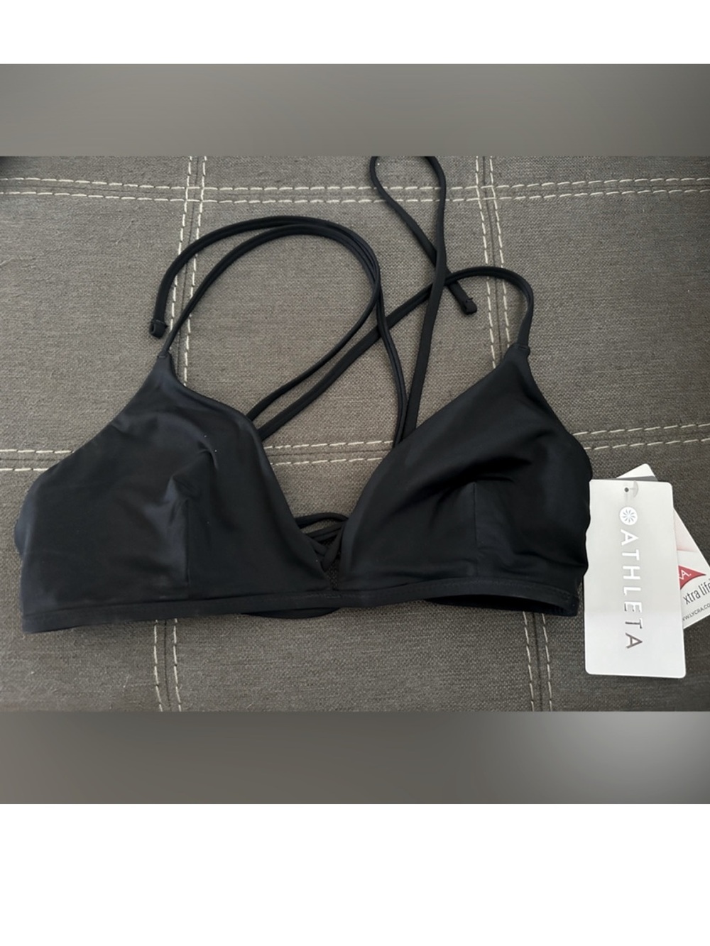 ATHLETA Black Strappy Triangle Bikini Top NWT